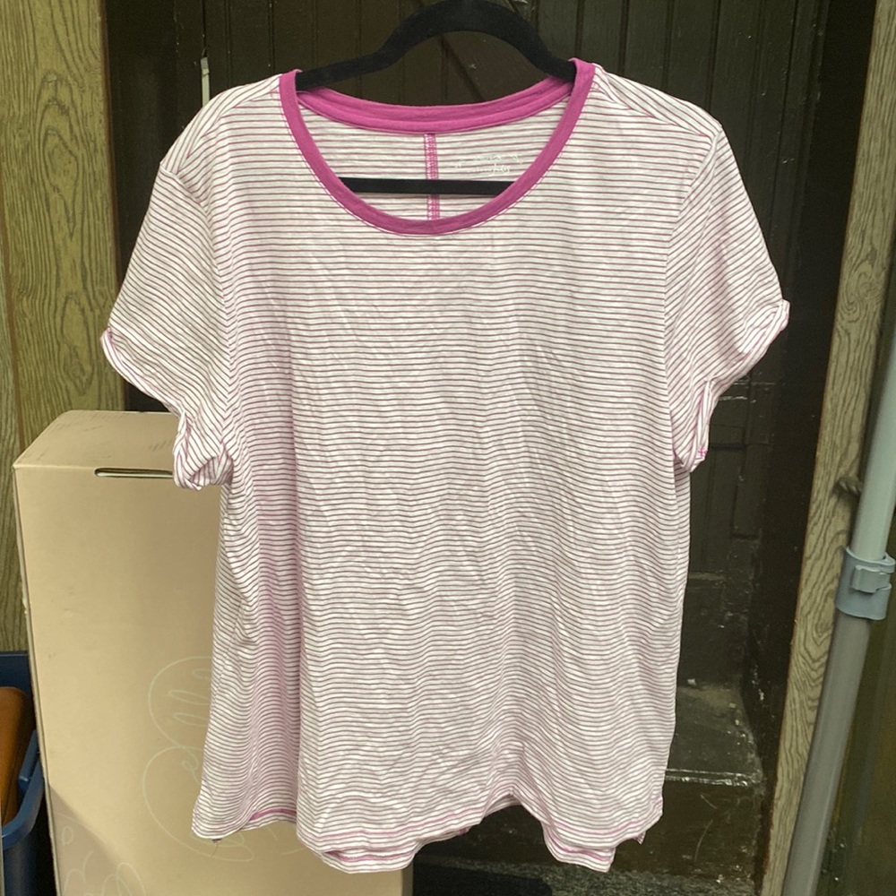 Maison Jules white purple XXL stripe top